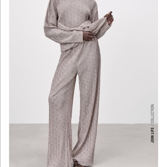 ZARA - 2pcs Pleated Jacquard Top + Pants Coord Set BNWT - Picture 3 of 7